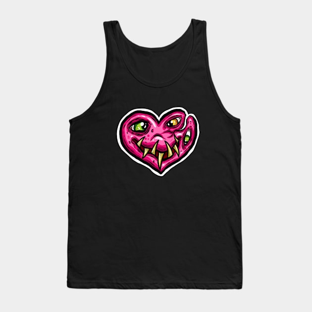 Zombie Heart Smile Eyes Pink Valentines Day Tank Top by Squeeb Creative